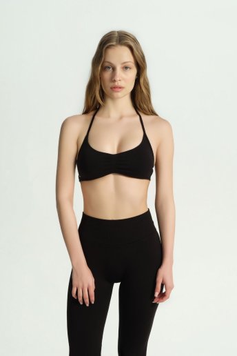 ETERNAL BLOOM SİYAH BÜZGÜLÜ BRA - Dossha