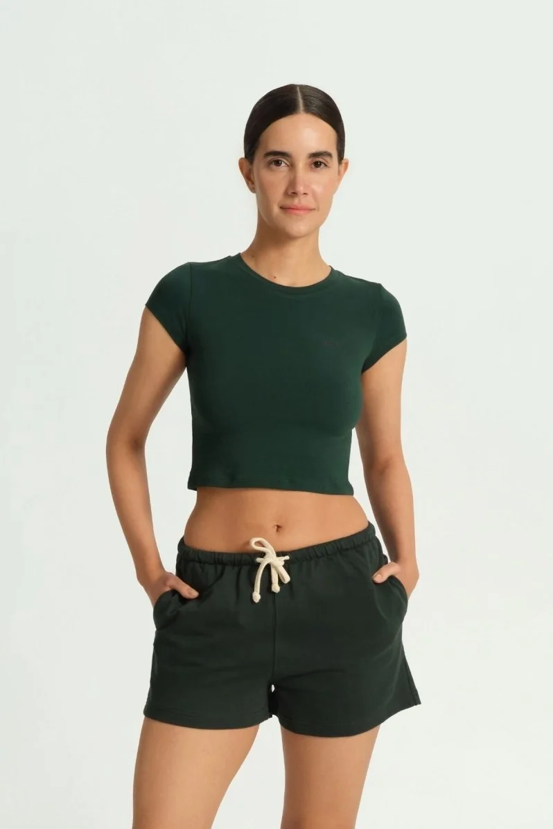 LOUNGEWEAR DOSSHA YEŞİL CROP TİŞÖRT - 1