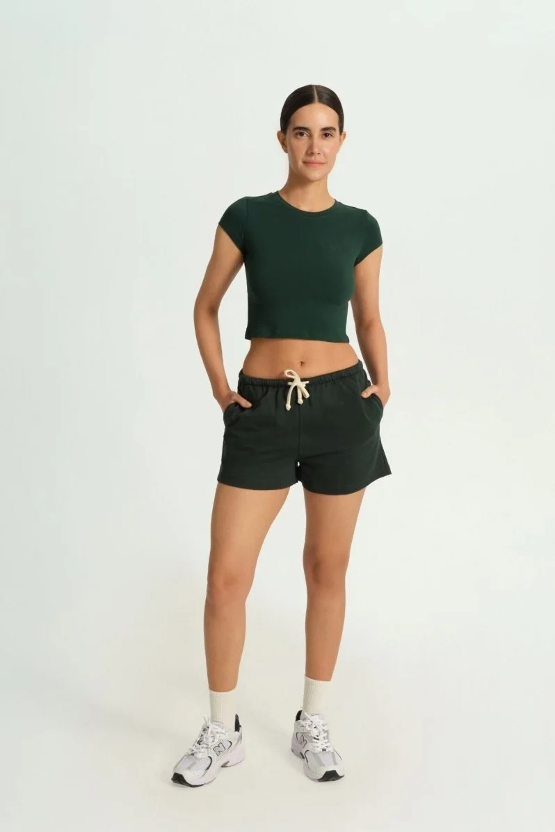 LOUNGEWEAR DOSSHA YEŞİL CROP TİŞÖRT - 3